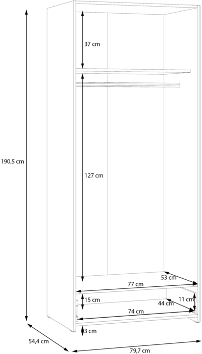 Шкаф для одежды с вешалкой Econobox ECBS823