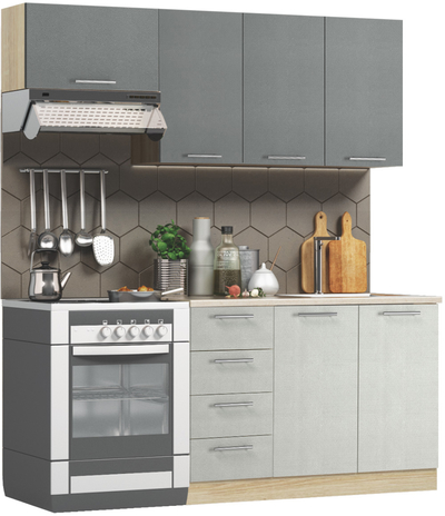Кухонный комплект / гарнитур BlanKit 180 Concrete gray.352/Concrete cream.353