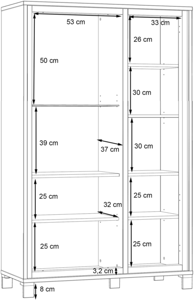 Витрина / полка со стеклом Trondheim TDHV622L