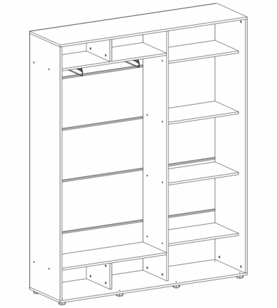 Шкаф для одежды с вешалкой Elma 1624-1-SF-45