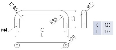 Дверная фурнитура Handle.U4/128/7.inox