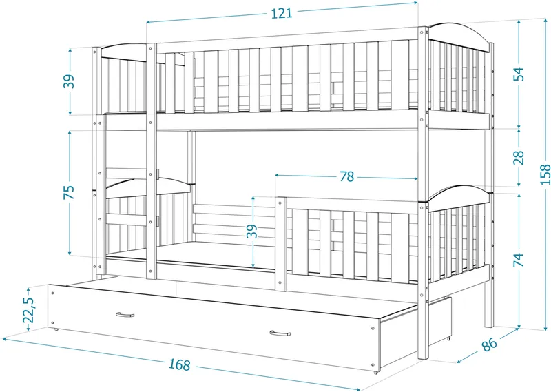 Двухъярусная кровать Kubus 160x80
