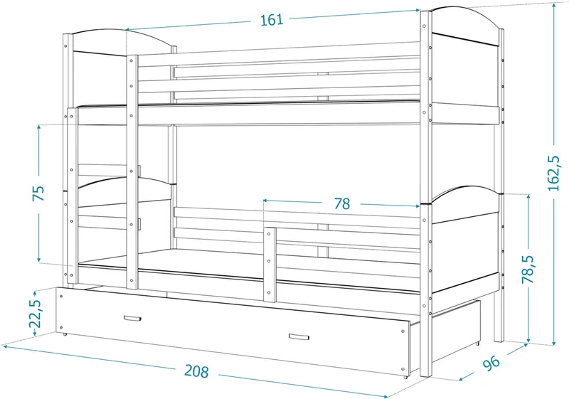 Двухъярусная кровать Mateusz 200x90