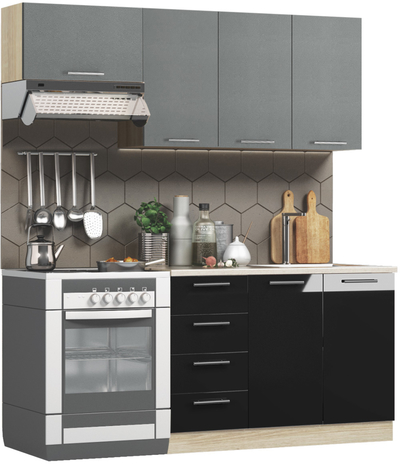 Кухонный комплект / гарнитур BlanKit 180 Concrete gray.352/Graphite.G399