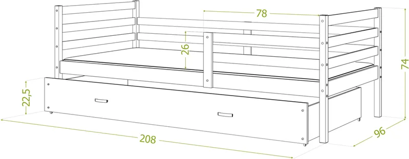 Voodi Jacek P MDF 200x90