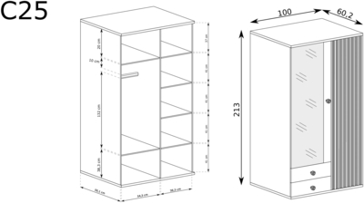 Drēbju skapis Cali C-25