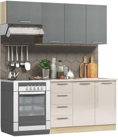 Кухонный комплект / гарнитур BlanKit 180 Concrete gray.352/Beige.G406