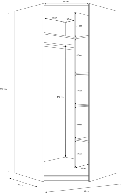 Шкаф для одежды с вешалкой Oak Squere OSQS921B