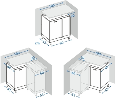 Skapis BlanKit D80NK White+Chicory dark.395 U4