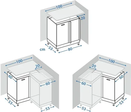 Кухонный шкаф модульной системы BlanKit D80NK White+GreyQuartz.M306 M2