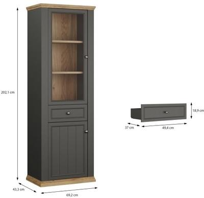 Plaukts ar stiklu / vitrīna Pontypool PNTV711