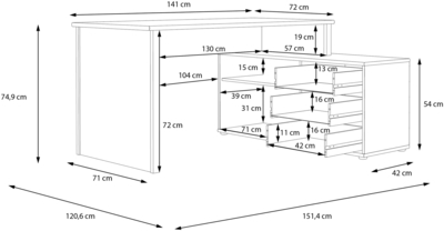Письменный стол / компьютерный стол Tempra T2KB231L