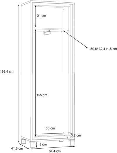 Шкаф для одежды с вешалкой Trondheim TDHS811