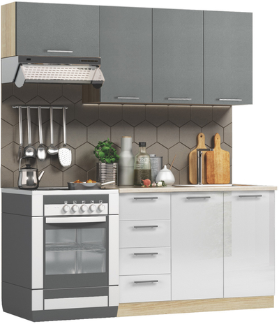 Köögimööbli komplekt BlanKit 180 Concrete gray.352/White.G382