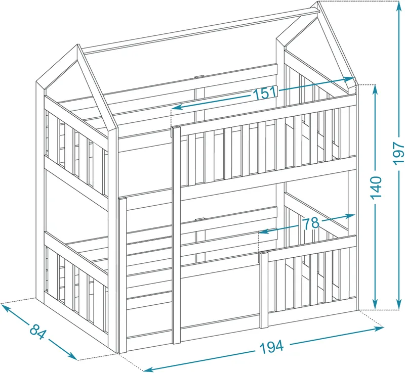 Gulta 2.stāvu Domek Mini 190x80
