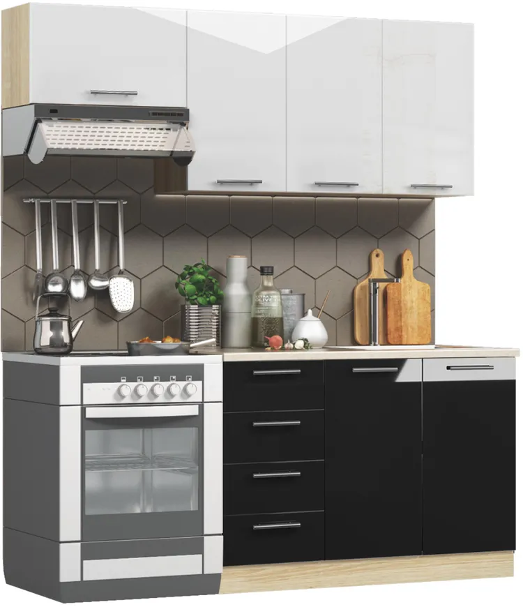 Köögimööbli komplekt BlanKit 180 White.G382/Graphite.G399