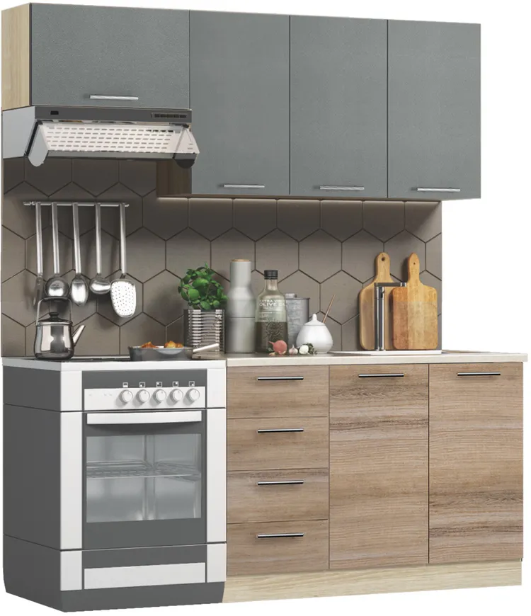 Кухонный комплект / гарнитур BlanKit 180 Concrete gray.352/Sequoia.270