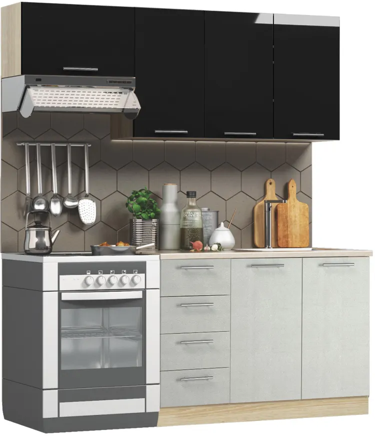 Кухонный комплект / гарнитур BlanKit 180 Graphite.G399/Concrete cream.353