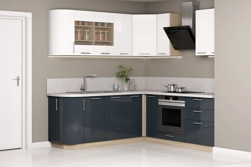 Кухонный комплект / гарнитур BlanKit 210x210M1 White.G382/Storm.G293 S