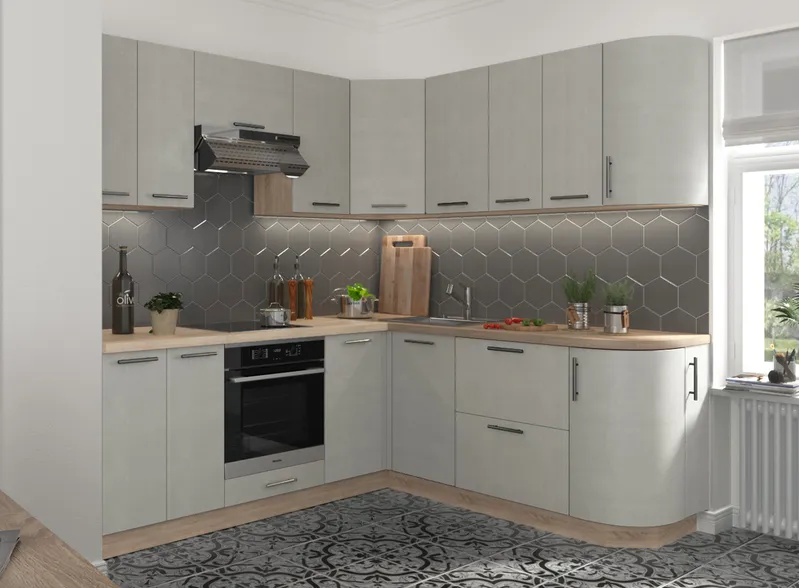 Кухонный комплект / гарнитур BlanKit 220/190 ConcreteCream.M353