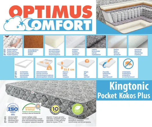 Madrats 138*190 Kingtonic Pocket kokos Plus