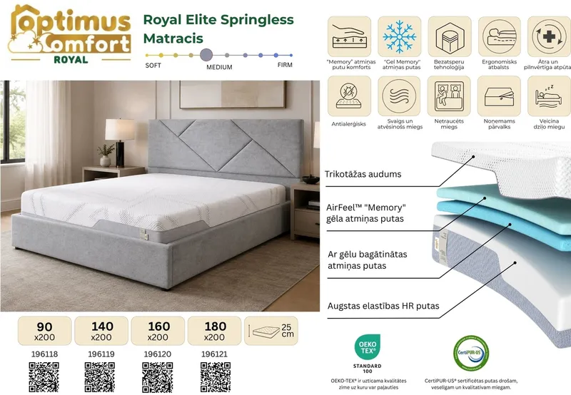 Matracis 140*200*25 Royal Elite Springless