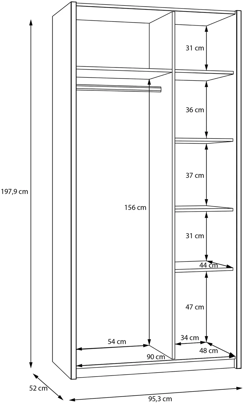 Шкаф для одежды с вешалкой Oak Squere OSQS821B