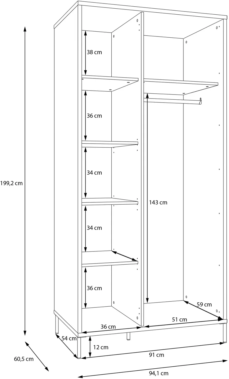 Шкаф для одежды с вешалкой Seravel  SVLS821R